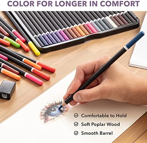 עפרונות CreativeAertizan צבעוניים מקצועיים | סט עיפרון צבעוני של 72 | עפרונות צבעוניים על בסיס שמן | ציור